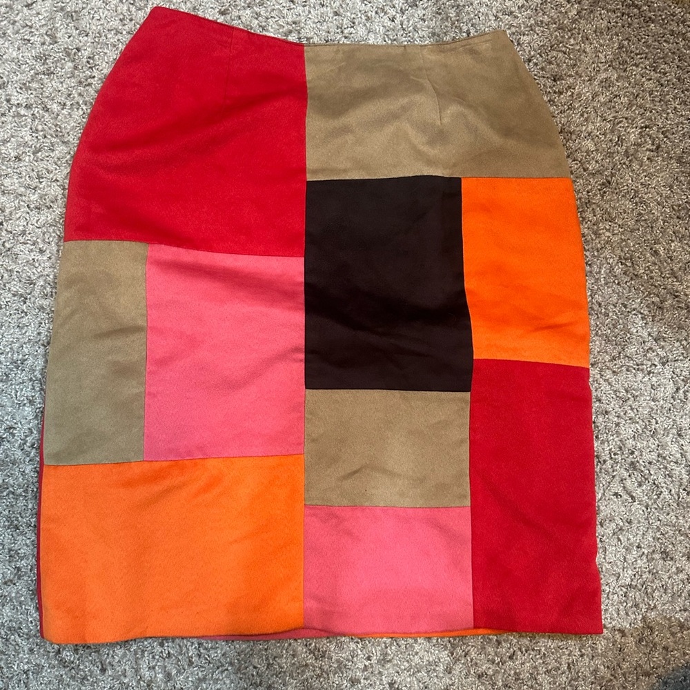 Suede patchwork skirt